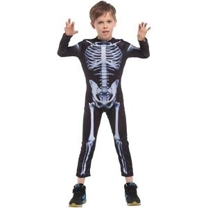 WILLHEYO YOUTH SKELETON BODYSUIT HALLOWEEN COSTUME Size‎ 7-9 Years BRAND NEW